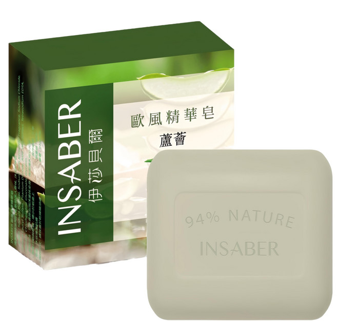 INSABER 伊莎貝爾 蘆薈歐風精華皂 94g 溫和清潔肌膚 享受SPA級呵護, 12個