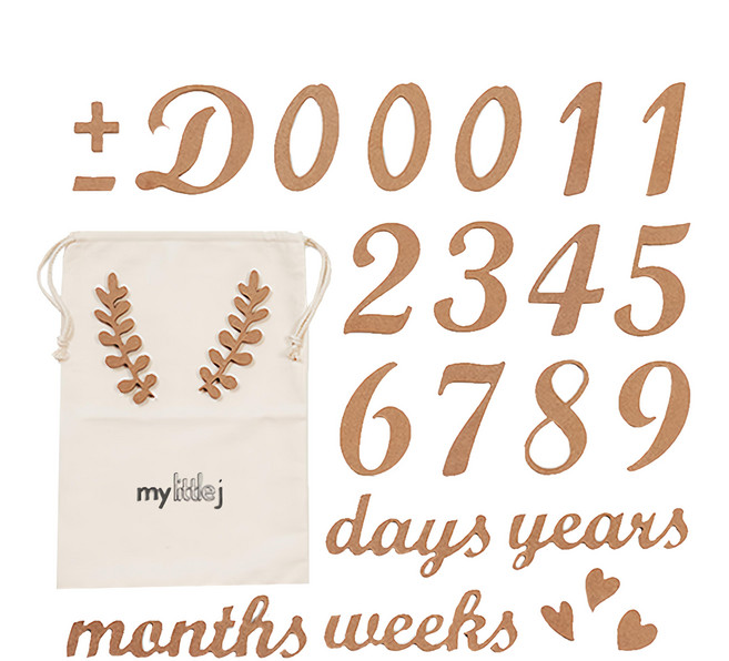 MyLittleJ 木製數字拍照道具組 Set 專為孩子生日、紀念日設計的小物, 棕色, 1組