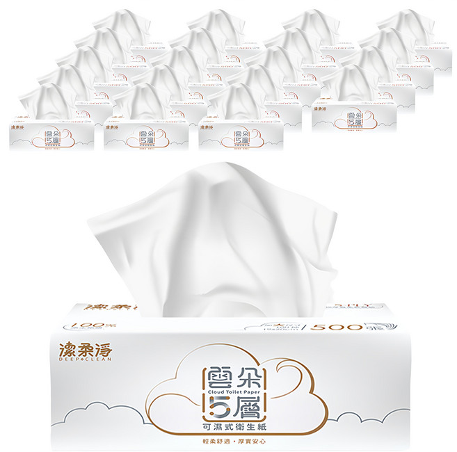 DEEPCLEAN 潔柔淨 雲朵 可濕式衛生紙 5層 100張, 20包, 1袋