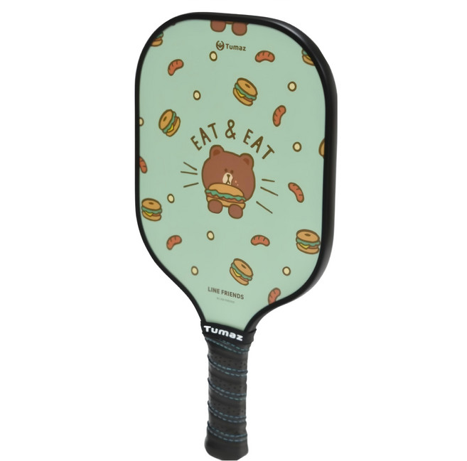 Tumaz 月熊 LINE FRIENDS 輕量玻璃纖維匹克球拍, 1個, 美食家熊大 綠色 + 黑色