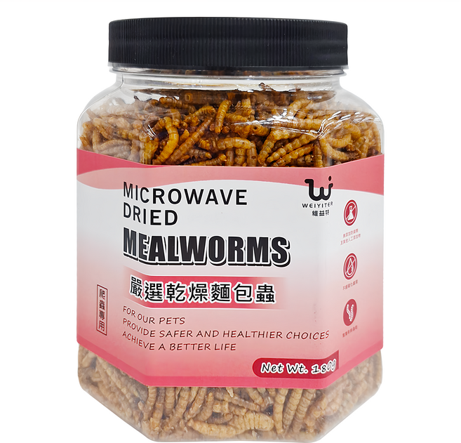 WEIYITER 維益特 台灣公司貨 嚴選乾燥麵包蟲 爬蟲專用, 180g, 1罐