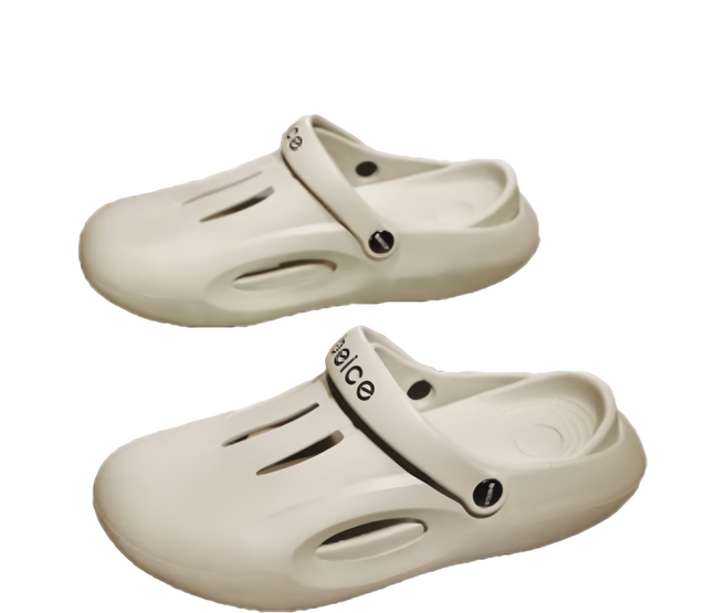 潮款踩屎感軟底包頭兩用洞洞鞋