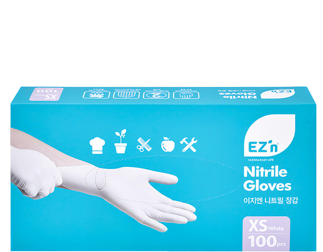 EZ'n 合成橡膠手套 白色 100入, 迷你 XS, 1盒