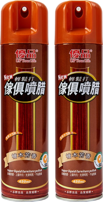 優品傢俱噴腊 檜木 傢俱保養 光亮清潔, 450ml, 2瓶