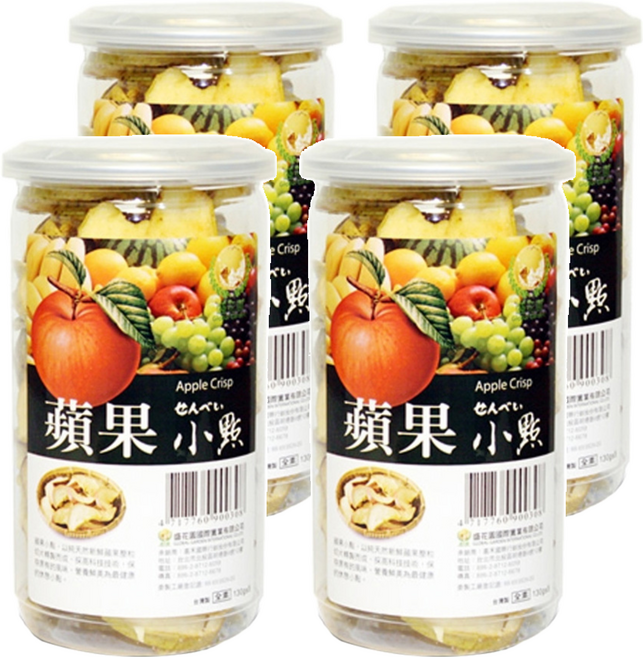 Global Garden 盛花園 蘋果脆片小點, 130g, 4罐