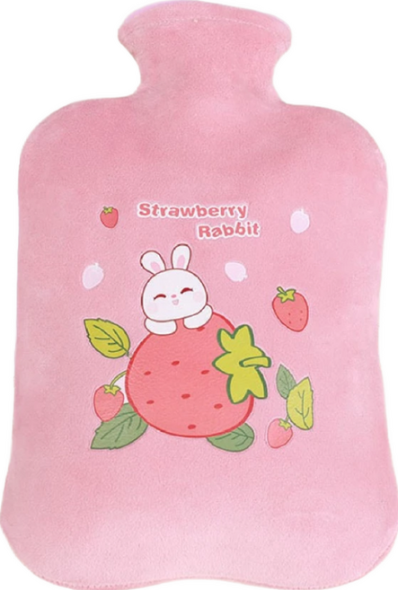 拍平方 毛絨熱水袋 粉色兔子 20.5 x 30cm 2L, 1個