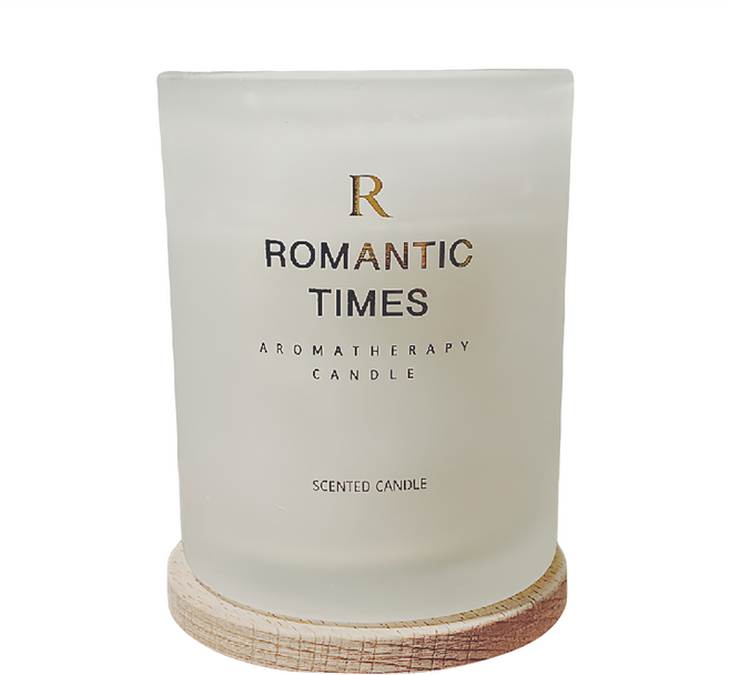 Romantic Times 木蓋香氛蠟燭 白色, 絲絨玫瑰, 200ml, 1罐
