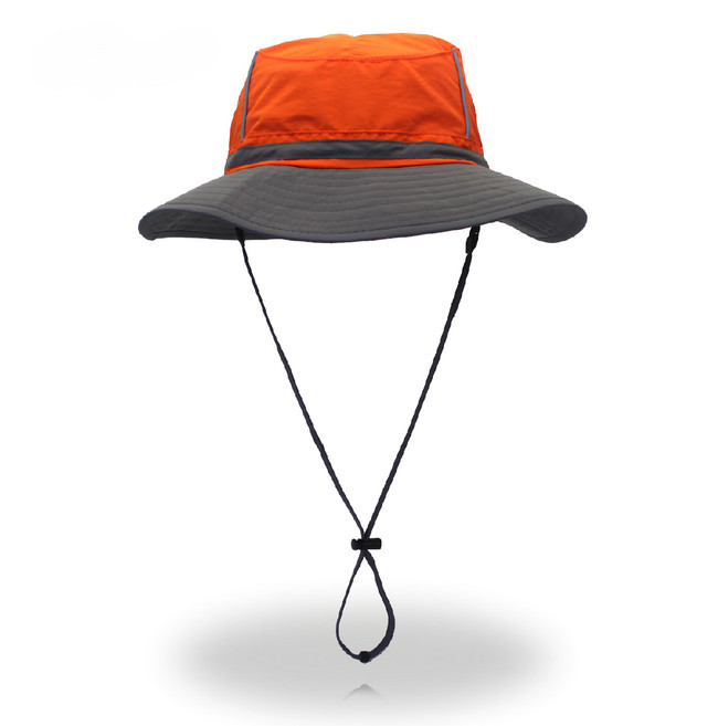 JAR嚴選 情侶款戶外涼感遮陽防曬登山帽 灰邊橙色