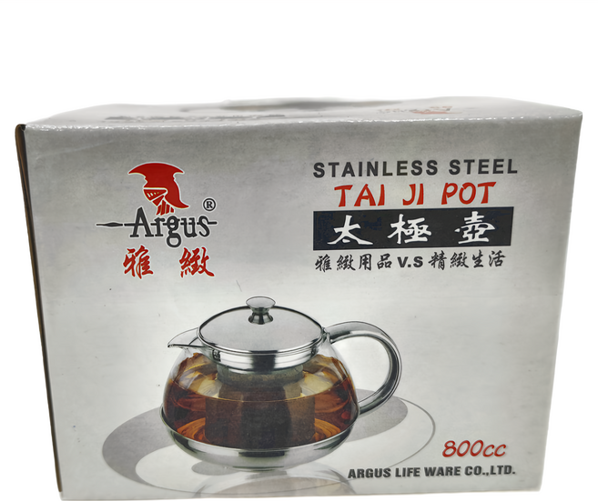 Argus 雅緻 白鐵太極壺 小, 銀色 + 透明色, 800cc, 1個