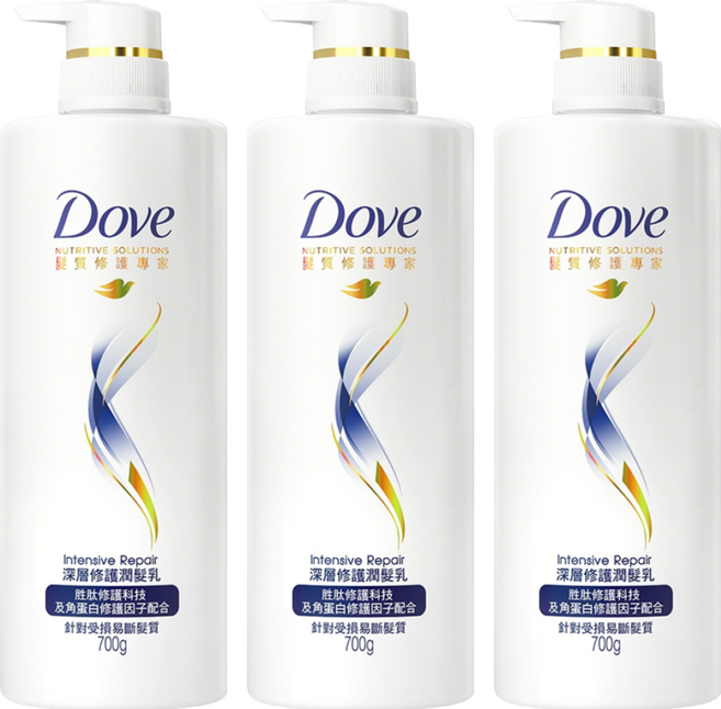 Dove 多芬 深層修護潤髮乳, 700g, 3瓶