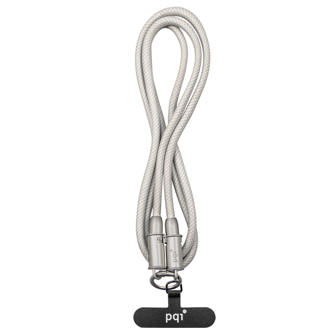 pqi 勁永 qable type C-C 手機掛繩兩用充電線 c120, 120cm, 銀白色, 1條