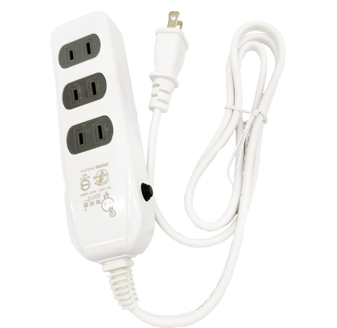 spirit 電精靈 側邊插座 4插過載延長線 台灣製造 MAX1650W 125V 15A, 1.2m, 白色, 1條