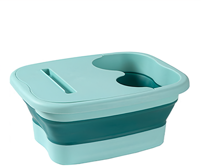 多功能摺疊收納SPA按摩式足浴盆 底部按摩設計, 藍色