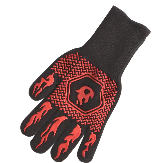 FANCY LIFE 耐高溫隔熱手套 紅色 800°C耐熱 雙面防滑, 1個