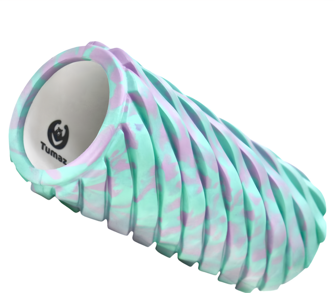 Tumaz 月熊 硬度65D波浪型按摩滾筒 舒緩筋膜 軟硬適中 環保材質 回彈性佳 不易變形 容易清洗, 毛怪藍綠, 1個