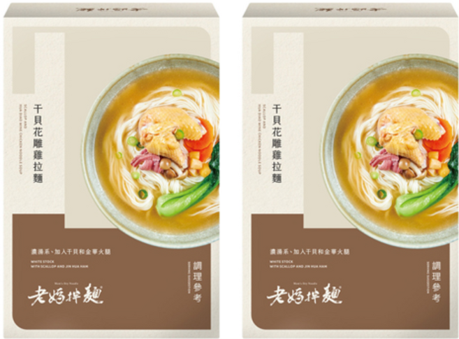 老媽拌麵 干貝花雕雞拉麵 500g, 2盒