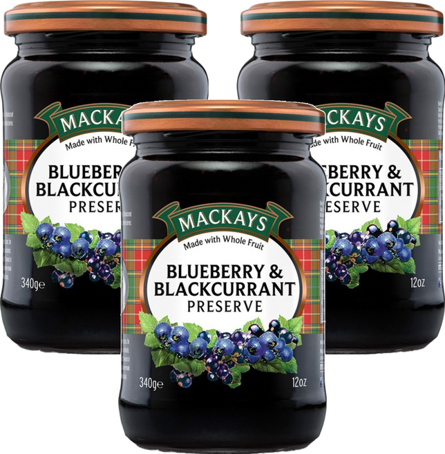 MACKAYS 梅凱 藍莓黑醋栗果醬, 340g, 3罐