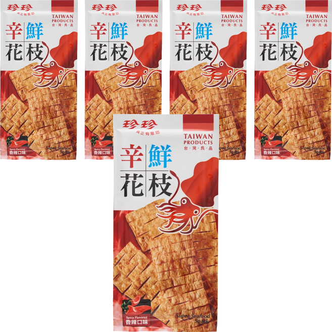 珍珍 辛鮮花枝 香辣口味, 28g, 5包