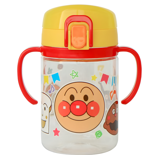 ANPANMAN 麵包超人 幼兒彈蓋雙耳學習杯 250ml, 紅黃 大臉, 1個