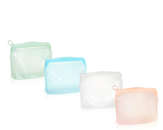 OUTSY 可密封 果凍QQ 矽膠食物夾鏈袋 顏色隨機 360g 500ml, 16.5 x 4.6 x 18.8cm, 4個, 1組