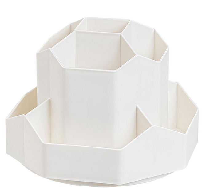 新升級9格 360度旋轉收納筆筒, 1個, 白色