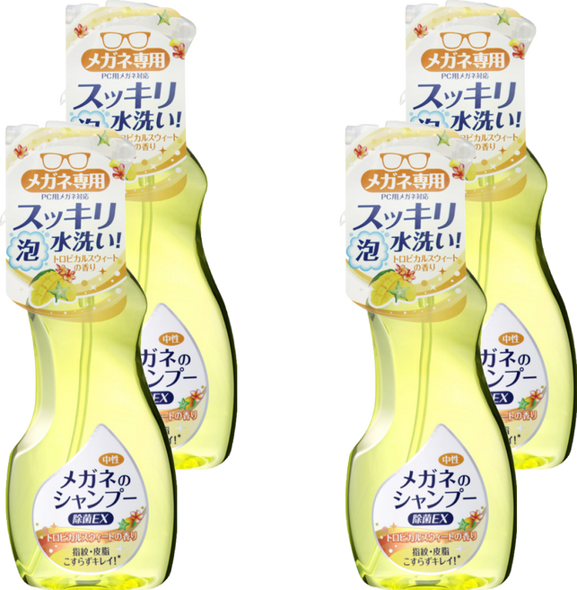 SOFT99 除菌型眼鏡清潔噴霧 熱帶水果香 200ml, 黃色, 4瓶