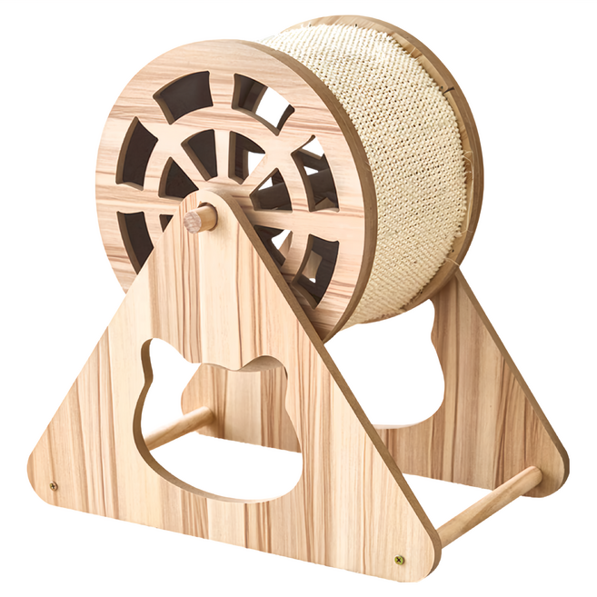 毛孩的秘密生活 貓玩樂 爪抓摩天輪 貓爬架/爪抓摩天輪/貓跳台/磨爪 摩天輪, 木頭色, 1個