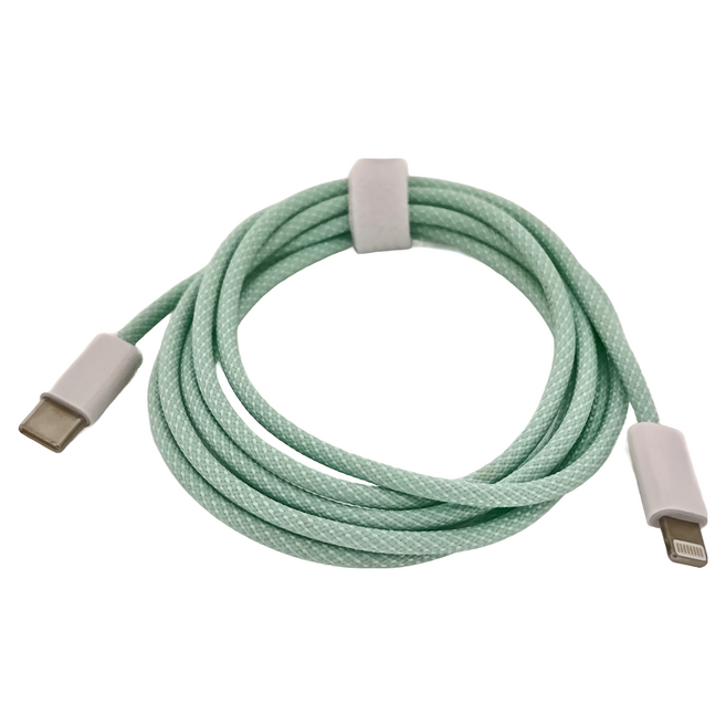 biaze 畢亞茲 蘋果快充編織傳輸線 Type-C-Lightning, 1.5m, 綠色, 1條