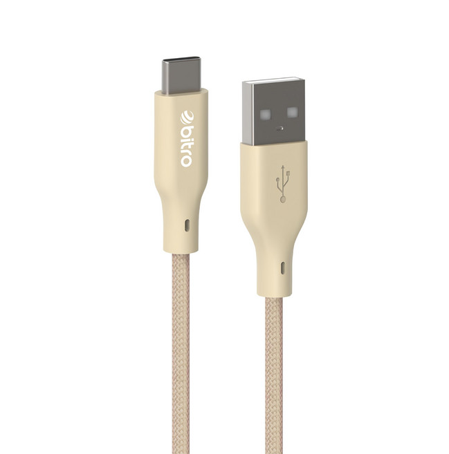 bitro USB-A-USB-C 柔韌編織傳輸快充線, 1.2m, 奶茶杏, 1條
