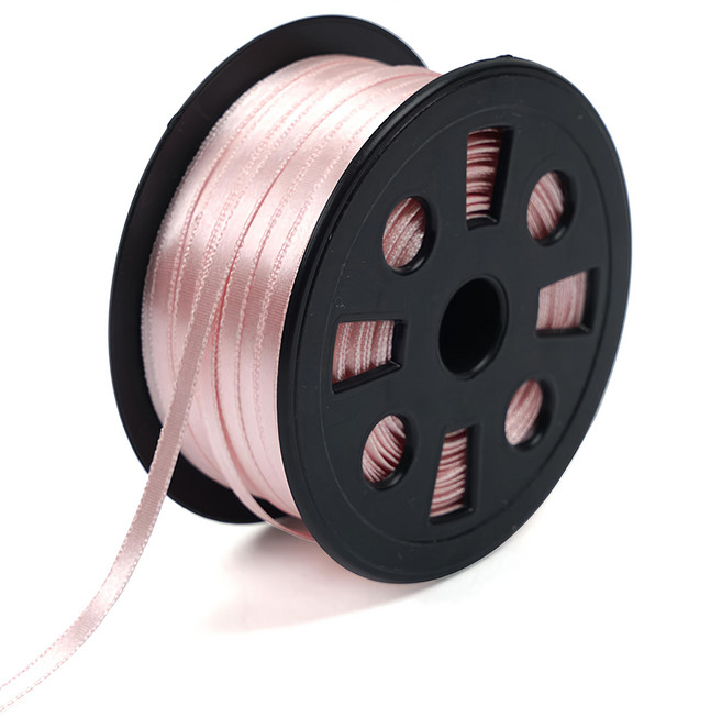 moong9 高級單面亮光緞帶 5mm, 膚粉色, 90m, 1捲