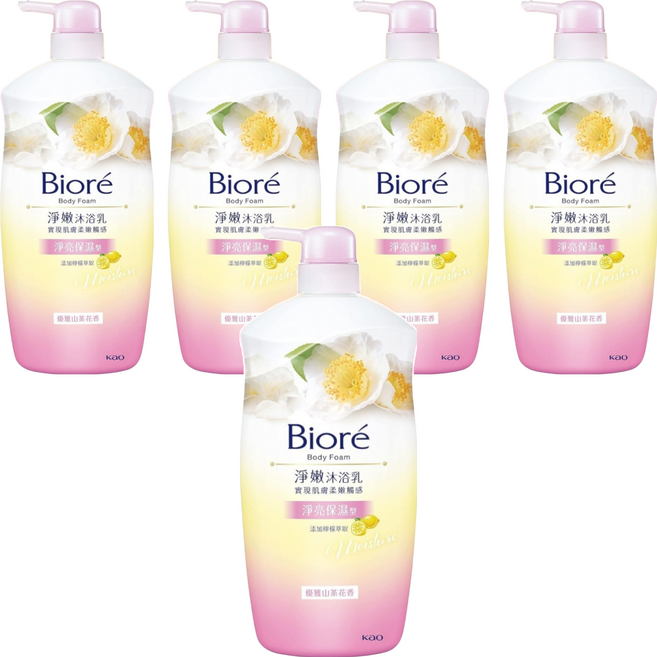 Biore 蜜妮 淨嫩沐浴乳 山茶花 淨亮保濕, 1kg, 5瓶