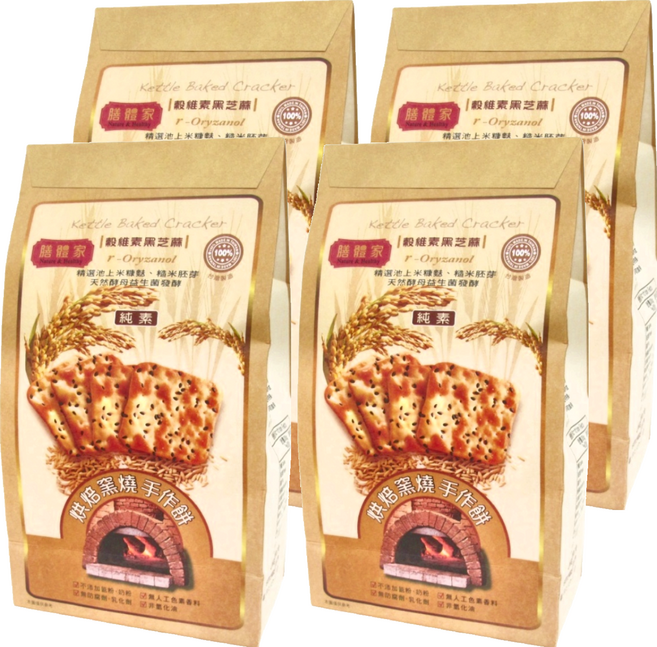 膳體家 烘焙窯燒手作餅 穀維素黑芝麻, 270g, 4包