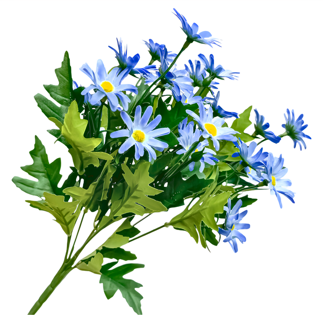 Floral M 花藝 仿真花 英式花園優雅藍小雛菊花材, 1個, 藍色