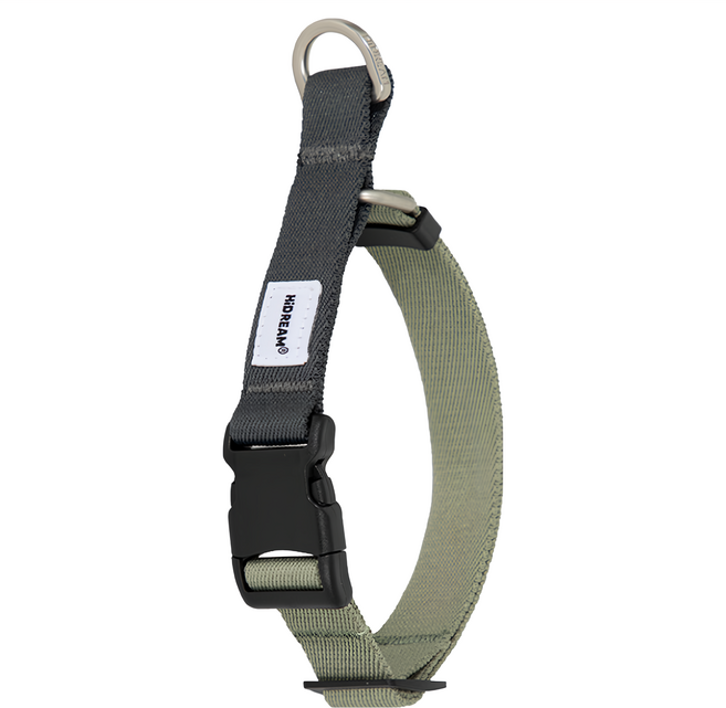 Hidream 山谷系列 半P防暴衝寵物項圈 橄欖拼灰 寵物外出用品, 1條