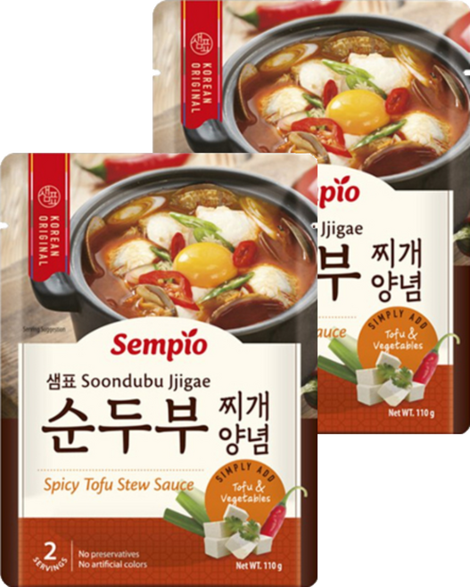 Sempio 膳府 豆腐鍋專用醬汁 辣味豆腐燉湯醬 110g 2人份, 2包