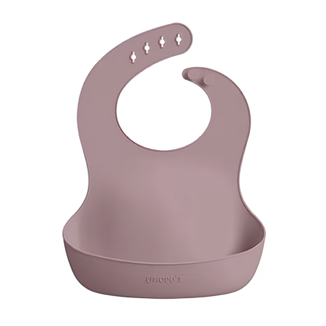 MODU'I BLUEMAMA 幼兒鉑金矽膠圍兜二代 6個月以上適用 尺寸 29.4 x 21.7 cm 耐熱-40°C~250°C, 玫瑰粉, 1入, 1個