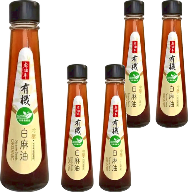 麻油車 冷壓有機白麻油, 135ml, 5瓶