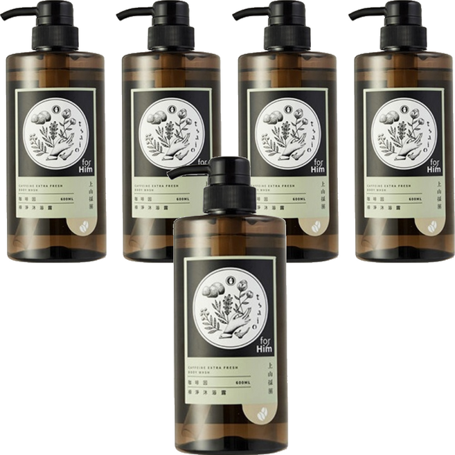 tsaio 上山採藥 咖啡因極淨沐浴露, 600ml, 5瓶
