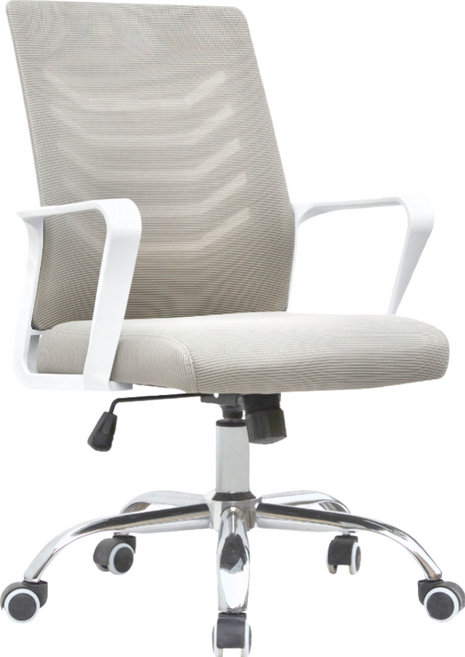 E-home Baez貝茲扶手半網可調式白框電腦椅, 淺灰色