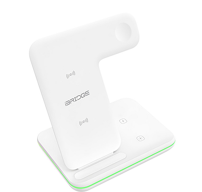 iBRIDGE 15W極速三合一無線充電器 IBW006, 白色, 1個