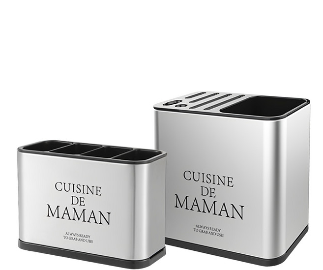 Dalpaengi Living Cuisine De Maman 不鏽鋼餐具收納筒+廚具收納筒組, 1組, 銀色