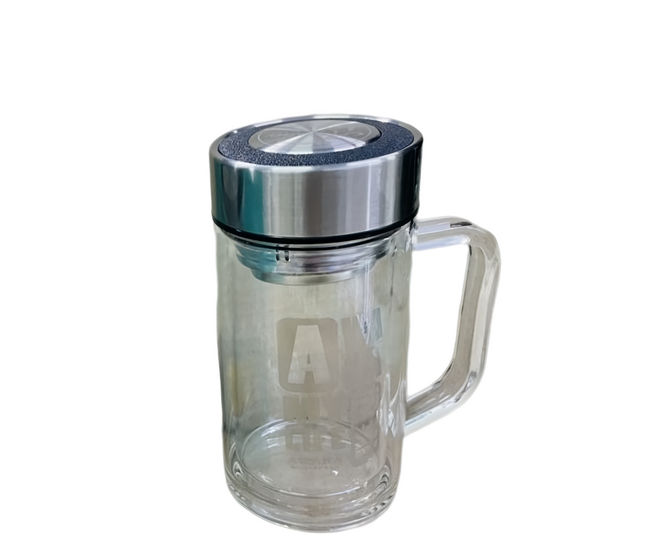 AWANA 寬口濾網雙層玻璃杯 300ml, 1個, 透明