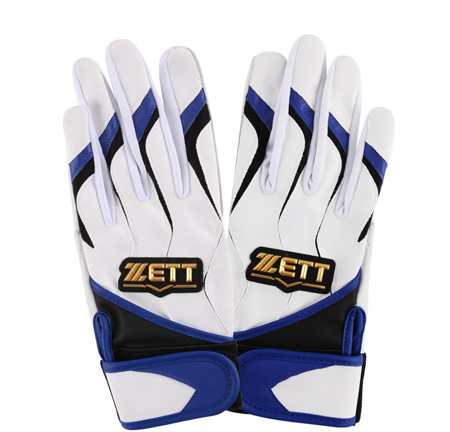 ZETT 雙手用打擊棒球手套 BGK-595, 藍白色, 1雙