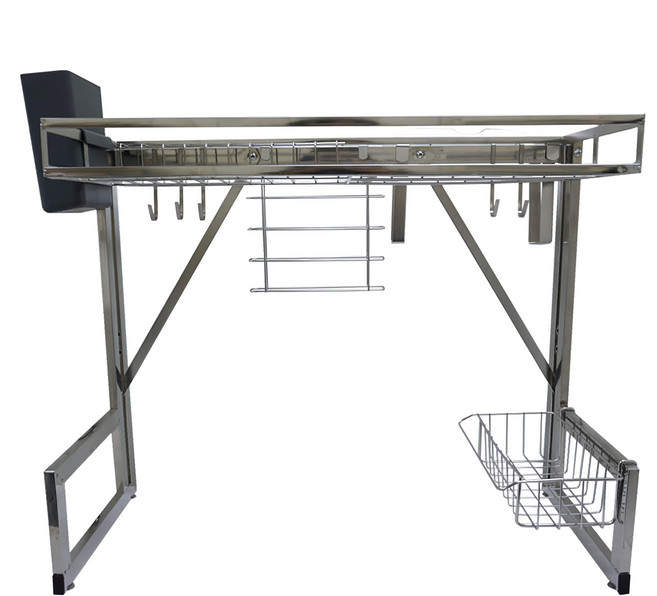 雙手萬能 不鏽鋼廚房水槽瀝水架 （豪華款）, 銀色, 1個