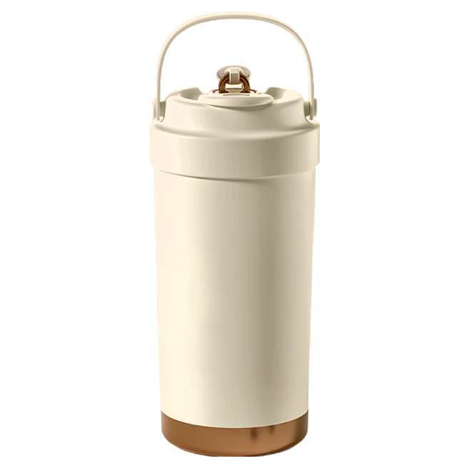 陶瓷保溫杯 附吸管 Y906, 奶霜白, 500ml, 1個