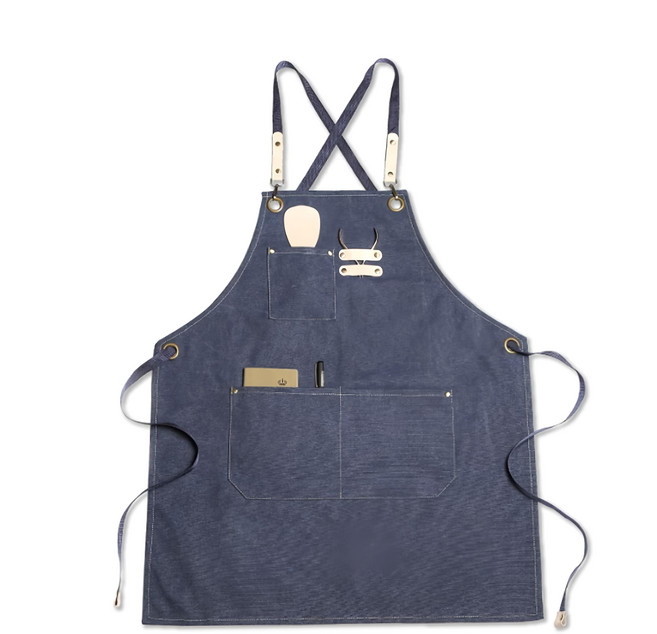 小麥購物 加厚帆布圍裙 Y287 57.5 x 79cm 265g, 藏青色, 1件