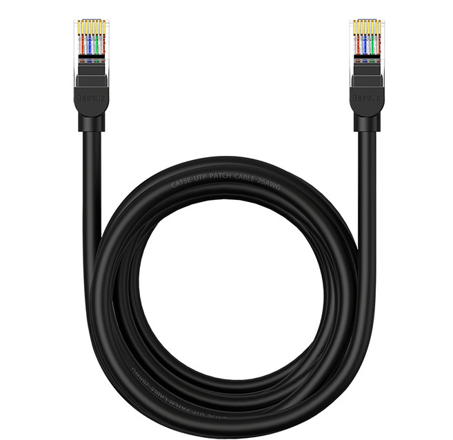 Baseus 倍思 捷速 圓線 超五類RJ45千兆網路線, 星曜黑, 5m, 1條