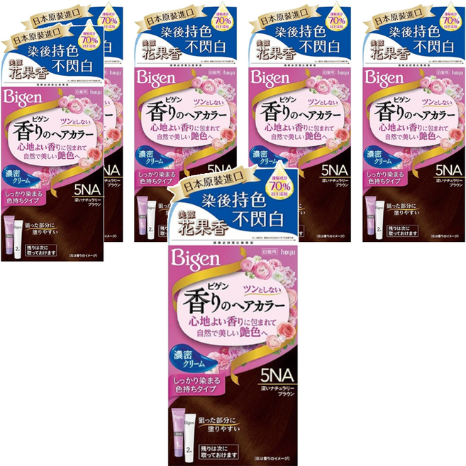 Bigen 美源 花果香快速染髮霜, 5NA自然暖棕色, 6盒
