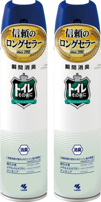 KOBAYASHI 小林製藥 瞬間消臭浴廁用除臭噴霧 清新綠植香, 2瓶, 280ml