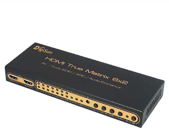 DigiSun 得揚 4K HDMI 六進二出矩陣切換器 + 音訊擷取器 PIP子母畫面 205 x 74 x 26mm 440g, AH262P, 1台